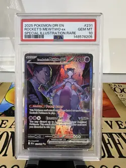 Pokemon 2025 Team Rocket's Mewtwo ex 231/182 SIR Destined Rivals GEM MINT PSA 10 - Image 1