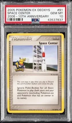 2005 POKEMON EX DEOXYS 10TH ANV #91 SPACE CENTER PSA 10 - Image 1