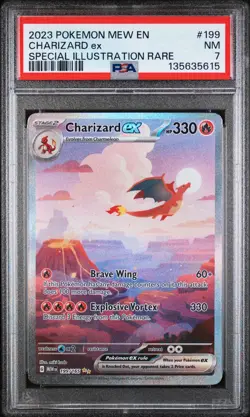 2023 POKEMON MEW EN-151 SPECIAL ILLUSTRATION RARE #199 CHARIZARD EX PSA 7 - Image 1