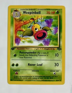 Weepinbell 1999 Pokemon Game Jungle 1st Edition Uncommon #48/64 * Light Play - Image 1