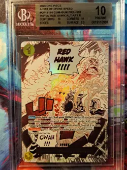 GUM-GUM FIRE-FIST PISTOL RED HAWK 2025 ONE PIECE ALT ART RARE 114 A BGS 10 Q1980 - Image 1