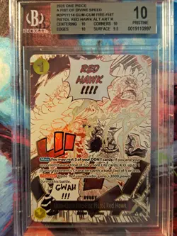 GUM-GUM FIRE-FIST PISTOL RED HAWK 2025 ONE PIECE ALT ART RARE 114 A BGS 10 Q1980 - Image 2