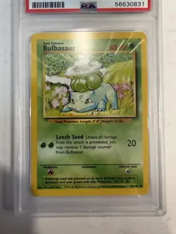 Pokemon TCG Bulbasaur 44/102 Base Set 1999 PSA 7 Regular Common Card Stock - Image 3