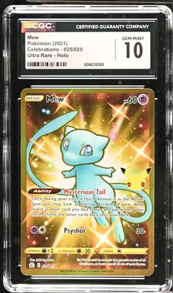 CGC 10 Mew 2021 Celebrations 025/025 Ultra Rare Holo Pokemon Card - Image 1