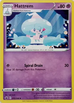 072/198 HATTREM | UNCOMMON | CHILLING REIGN POKEMON CARD - Image 1