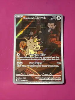 Team Rocket's Meowth 203/182 Full Art NM/M Destined Rivals Pokemon Card - Image 1