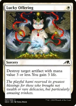 X 1 Lucky Offering NM-M Kamigawa Neon Dynasty 027 MTG Magic The Gathering - Image 1