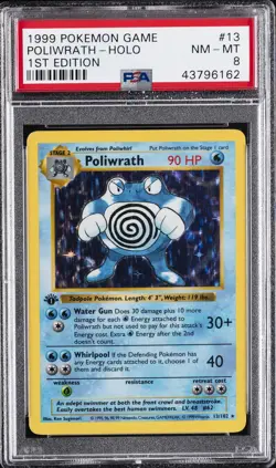 1999 POKEMON BASE SET 1ST EDITION #13 POLIWRATH-HOLO PSA 8 - Image 1