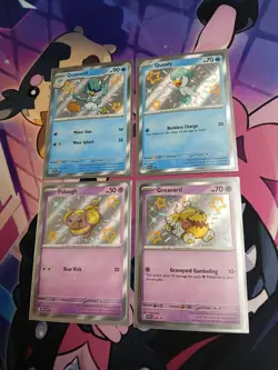 Paldean Fates Baby Shiny Promo Lot Of 4 Pokemon Quaxwell Quaxly Greavard Fidough - Image 1