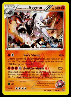 Team Magma's Aggron Holo #14/34 Holo Rare Pokemon Double Crisis NM - Image 1
