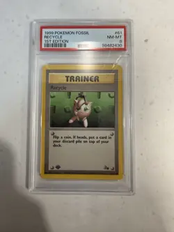 Pokemon Recycle 61/62 Fossil 1st Edition Trainer Regular Common 1999 PSA 8 - Image 1