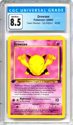 CGC 8.5 NM/MINT+ Drowzee Team Rocket 1st Edition Common Pokemon WOTC 54/82 -84 - Image 1