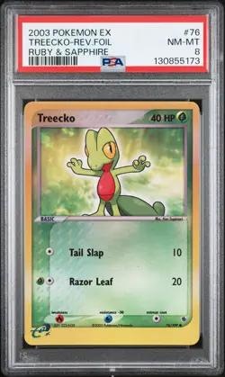 2003 Pokemon Ex Ruby & Sapphire #76 Treecko Reverse Foil PSA 8 NM-MT - Image 1