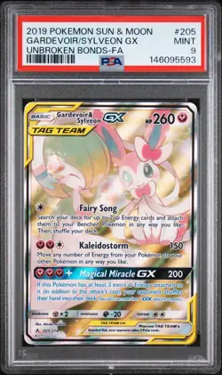 2019 Pokemon Sun & Moon Unbroken Bonds #205 Gardevoir Sylveon Gx PSA 9 - Image 1