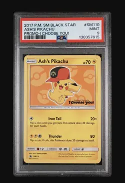 2017 POKEMON SM BLACK STAR PROMO I CHOOSE YOU! #SM110 ASH'S PIKACHU PSA 9 - Image 1