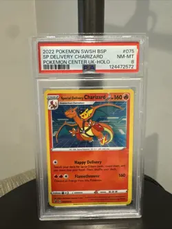 2022 Pokemon SWSH Pokemon Center Special Delivery Charizard Promo #075 PSA 8 - Image 1