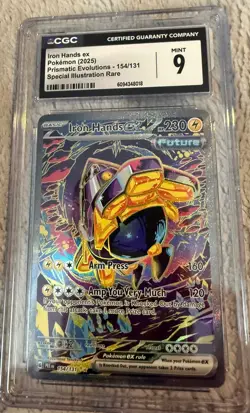POKEMON PRISMATIC EVOLUTIONS IRON HANDS 154/131 HOLO SPECIAL ILLUSTRATIONS CGC 9 - Image 1