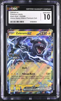 Pokemon Zekrom ex 034/086 Black Bolt Stamped Holo Promo 2025 CGC 10 Gem Mint - Image 1