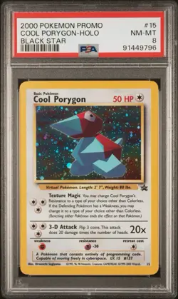 2000 Pokemon Promo - Cool Porygon Holo Black Star #15 PSA 8 - Image 1