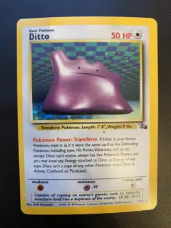 Pokemon TCG *VTG Original English* Ditto Fossil 3/62 Holo Unlimited Rare MINT - Image 1