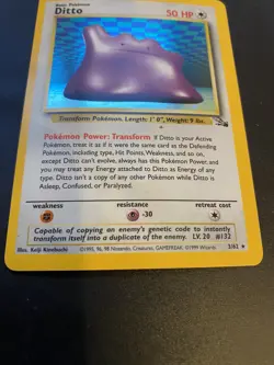 Pokemon TCG *VTG Original English* Ditto Fossil 3/62 Holo Unlimited Rare MINT - Image 3