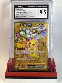 Pokemon TCG Pikachu EX 247/191 Surging Sparks 2024 Hyper Rare Holo CGC Mint+ 9.5 - Image 1