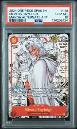 2024 ONE PIECE OP08-TWO LEGENDS #118 SILVERS RAYLEIGH MANGA PSA 10 (Q930 - Image 1