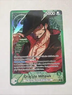 One Piece Dracule Mihawk Leader Holo Seven Warloards Alt Art OP14-020 CCG NM - Image 1