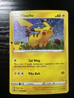 Pokemon TCG Pikachu SWSH039 Sword & Shield Holo Black Star Promo Card - Image 1