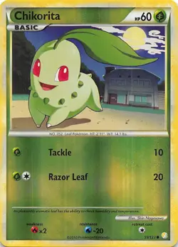 Chikorita 59/123 - REVERSE HOLO - HeartGold SoulSilver - 2010 Pokemon Card - LP - Image 1
