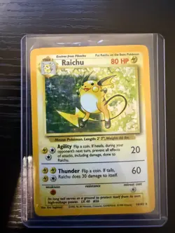 Pokemon TCG Base Set Raichu Holo Rare Card 14/102 Vintage LP/MP Condition - Image 1
