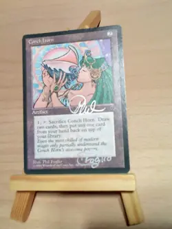 MTG Phil Foglio Signed "Conch Horn” Fallen Empires ( 2 autographs ) - Image 3