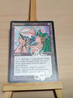 MTG Phil Foglio Signed "Conch Horn” Fallen Empires ( 2 autographs ) - Image 4