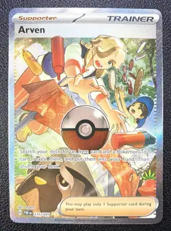 Pokemon: Arven Special Illustration Rare SIR Full Art Holo 235/091 Paldean Fates - Image 1