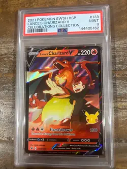 POKEMON 2021 BSP Celebrations Coll LANCE'S CHARIZARD V #133 PSA 9 Mint Promo 2 - Image 1