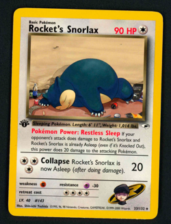 Pokemon Rocket's Snorlax 1st Edition Gym Heros 33/132 Rare (NM) - Image 1