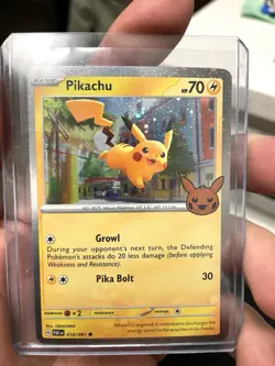 Pikachu 2024 Trick Or Trade Halloween Stamp Pokemon TCG Cosmos Holo Rare 018/091 - Image 1