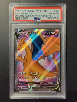 Pokemon Charizard V Champion's Path ETB Full Art Promo SWSH050 PSA 10 Gem Mint - Image 1