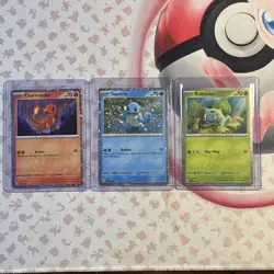 Pokemon 151 Poster Collection Cosmo Promo Set Bulbasaur, Charmander, Squirtle - Image 1