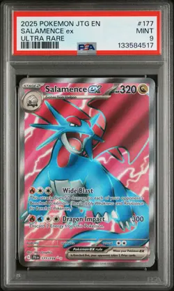 2025 POKEMON JTG EN-JOURNEY TOGETHER ULTRA RARE #177 SALAMENCE EX PSA 9 - Image 1