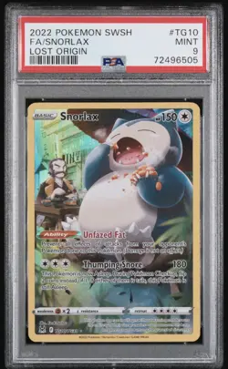 2022 POKEMON SWORD & SHIELD LOST ORIGIN FULL ART/SNORLAX #TG10 PSA 9 MINT - Image 1