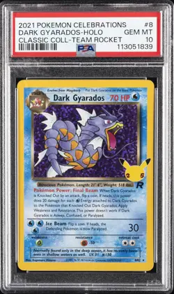 2021 POKEMON CELEBRATIONS CLASSIC COLL #8 DARK GYARADOS-HOLO PSA 10 - Image 1