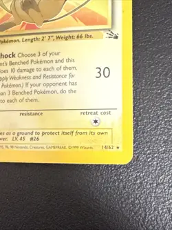 Pokemon TCG Raichu Fossil 14/62 Holo 1999-2000 Wizards Base - Pack Fresh - Image 3