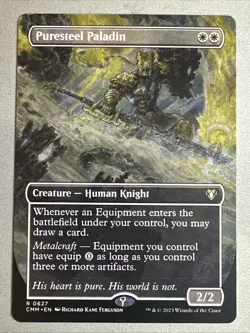 MTG / Puresteel Paladin / CMM / #627 / Regular (Borderless) / Rare / NM - Image 1