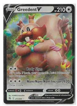 Greedent V - 217/264 - Pokemon Fusion Strike Sword & Shield Ultra Rare Card NM - Image 1