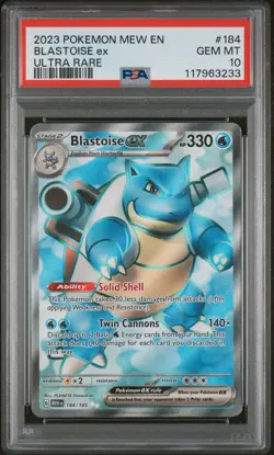 2023 POKEMON MEW EN-151 ULTRA RARE #184 BLASTOISE EX PSA 10 - Image 1