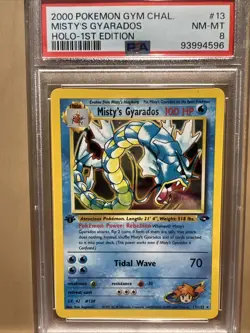 1st Edition Pokemon TCG Misty's Gyarados Holo Rare Gym Challenge 13/132 PSA 8 - Image 1