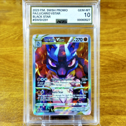 Pokemon Black Star Promo Lucario VSTAR SWSH291 AGS Gem-MT 10 Full Art Holo 2023 - Image 1