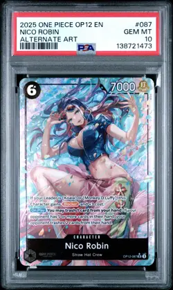 2025 ONE PIECE OP12 087 LEGACY OF THE MASTER NICO ROBIN ALT ART PSA 10 GEM MINT - Image 1