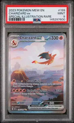 2023 POKEMON MEW EN-151 SPECIAL ILLUSTRATION RARE #199 CHARIZARD EX PSA 9 - Image 1